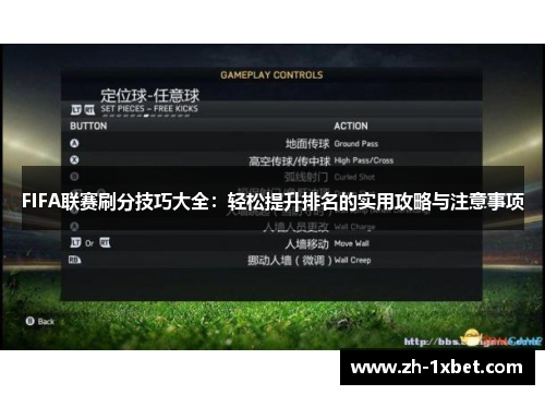 FIFA联赛刷分技巧大全：轻松提升排名的实用攻略与注意事项